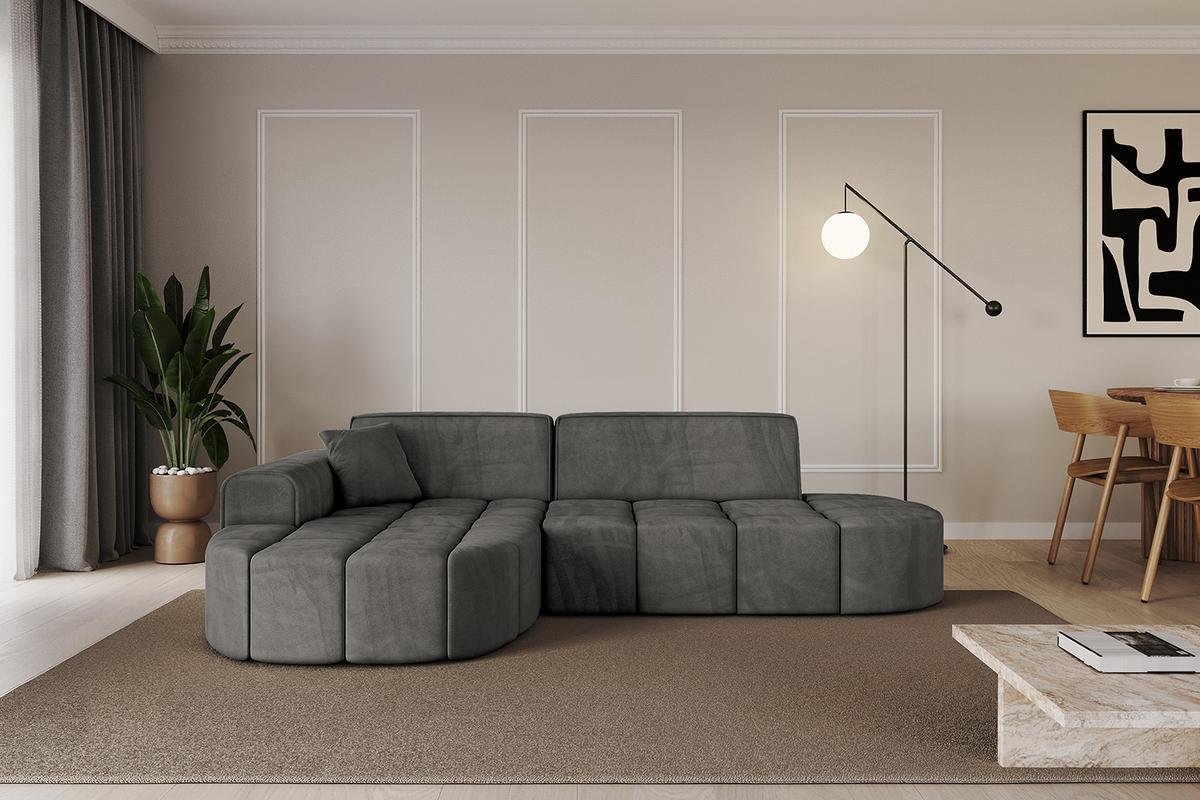 ECKSOFA Ottomane Links LIVO-L1 - 252x173x79,5 cm Dunkelgrau - Dunkelgrau, Holzwerkstoff/Textil (252/173cm) - ALTDECOR