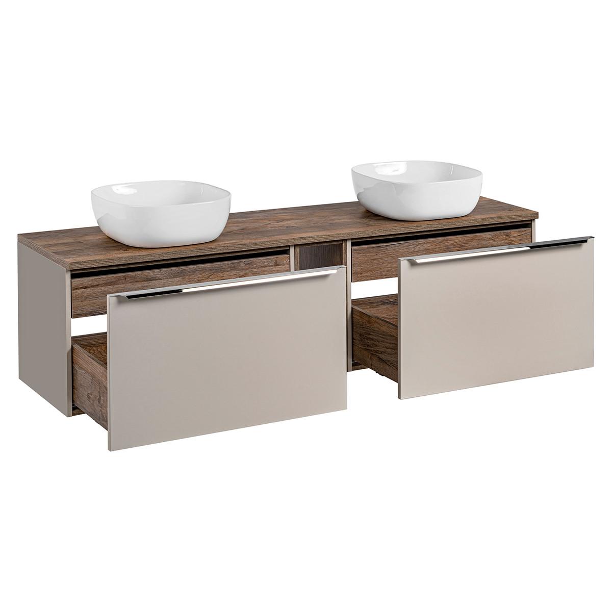 BADMÖBEL 180cm Éros 2er-Set Taupe - Taupe, Holzwerkstoff (180/48/46cm) - Petits-meubles