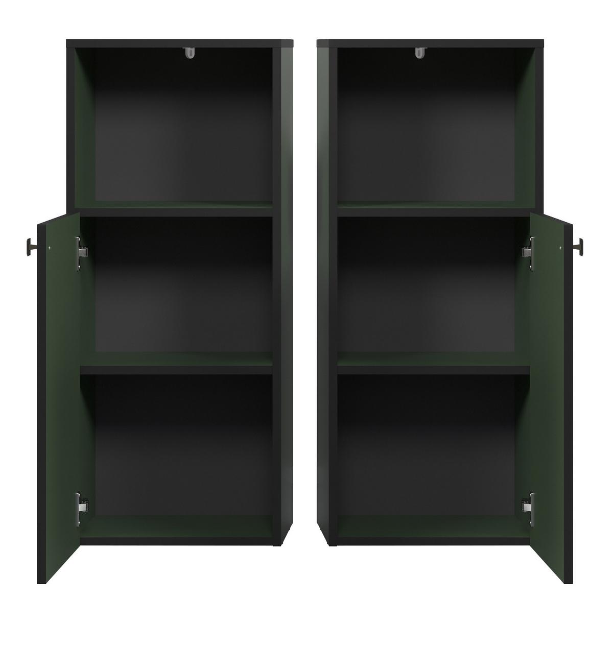 BADKOMMODE grün 40 x 95 cm, Badschrank in modernem Design - Schwarz/Grün, Holzwerkstoff/Metall (40/95/31cm) - Top.Furn