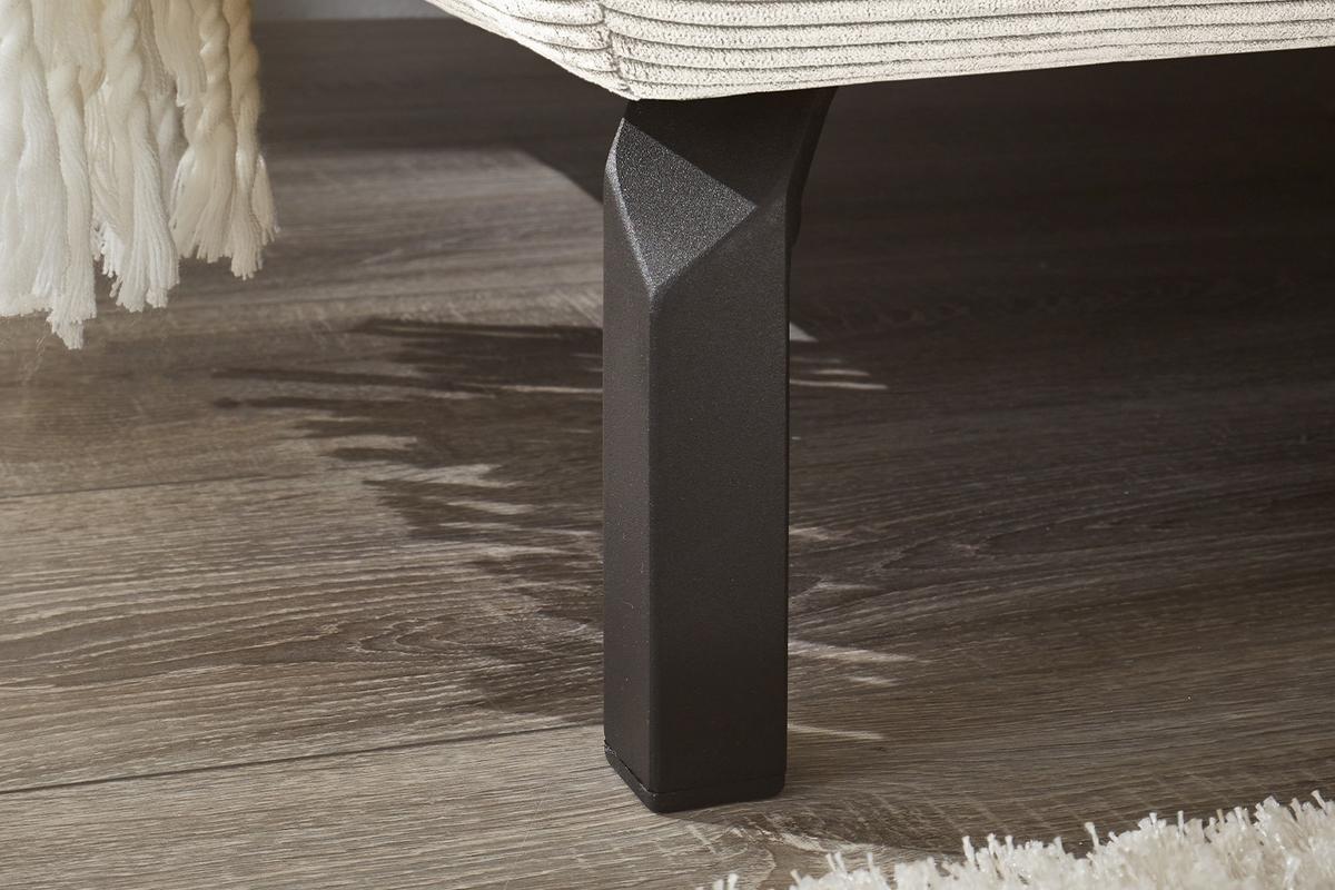 ECKSOFA MIT MOTORISCHEM SITZVORZUG DELIA Weiß Cord Relaxfunktion - Schwarz/Weiß, Textil/Metall (276/219cm) - KAWOLA