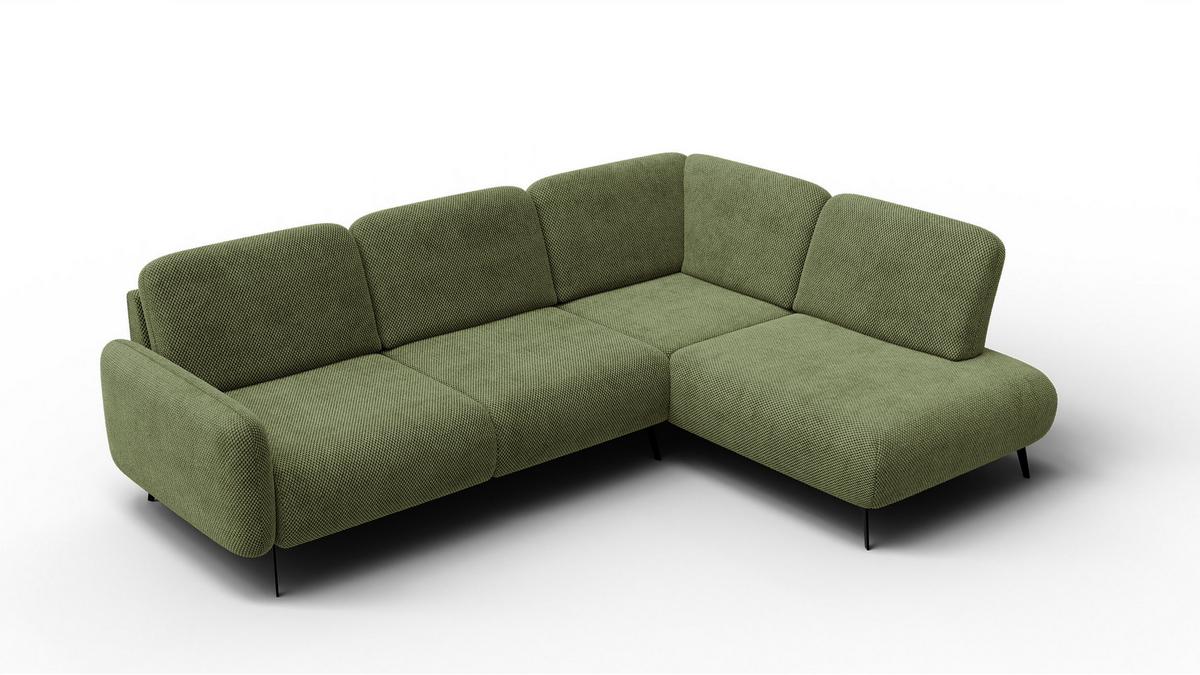 ECKSOFA FEBE 5-Sitzer rechts, olivgrün - Schwarz/Olivgrün, Holz/Textil (271/190cm) - Wozimo