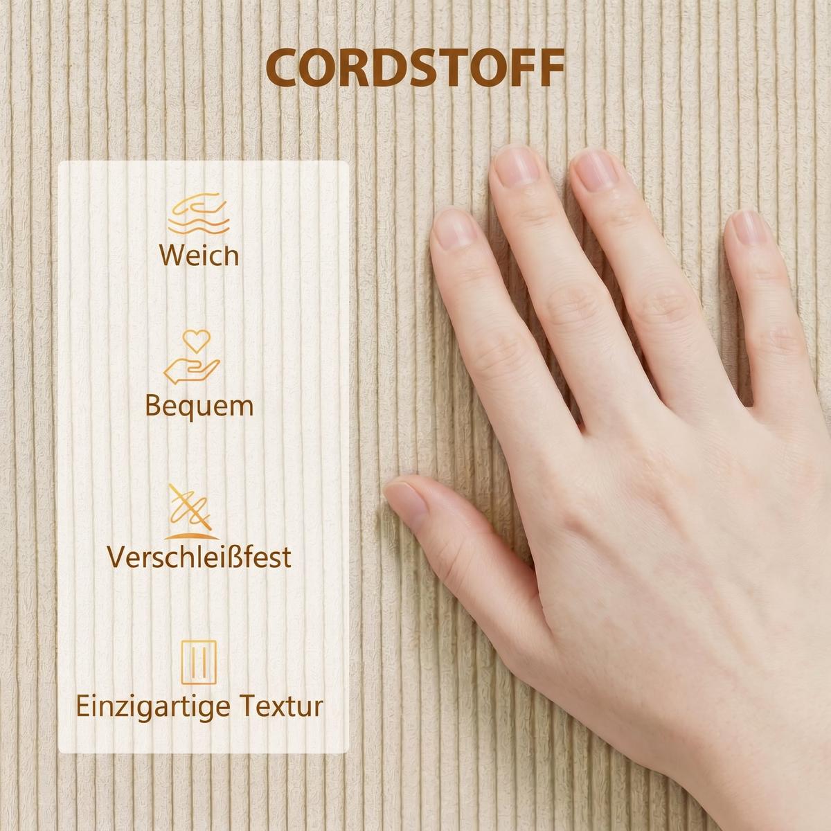 SCHLAFSOFA Cord Beige - Beige, Kunststoff/Textil (95/73/230cm) - HOMCOM