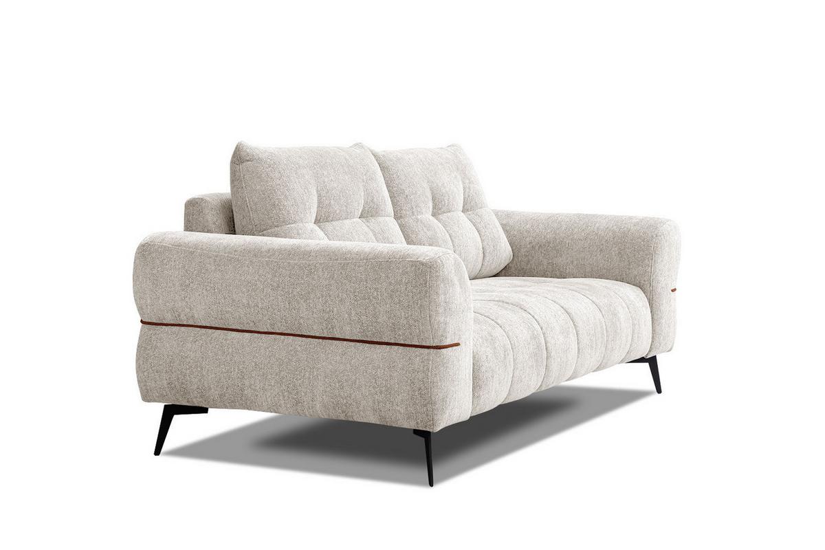SOFA SALVINI 2,5-Sitzer, ecru - Ecru/Schwarz, Holzwerkstoff/Textil (176/88/99cm) - Wozimo