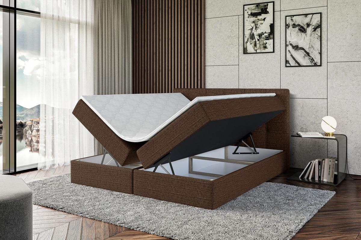BOXBETT mit Matratze H4 und Lattenrost - MARCE - 140x200 - H4 - Braun - Braun, Holzwerkstoff (140/200cm) - ALTDECOR