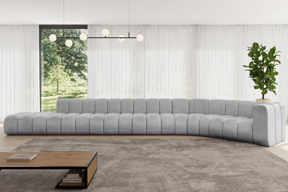 ECKSOFA modulares Sofa Tilmo-L3 - 581x194x70 cm Grau - Hellgrau, Holzwerkstoff/Textil (581/194cm) - ALTDECOR