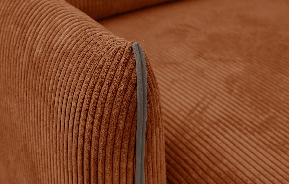 ECKSOFA TAUER 3-Sitzer, orange - Schwarz/Orange, Holzwerkstoff/Kunststoff (173/206cm) - Wozimo