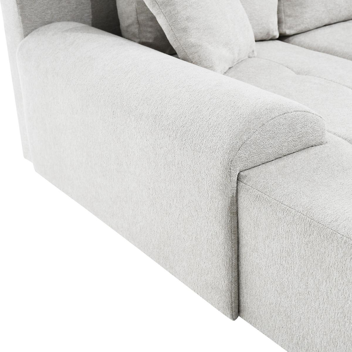 ECKSCHLAFSOFA Dallas mit Bettkasten, 255 cm, Creme, links, Velour-Stoff - Beige, Textil (255/175cm) - Beautysofa