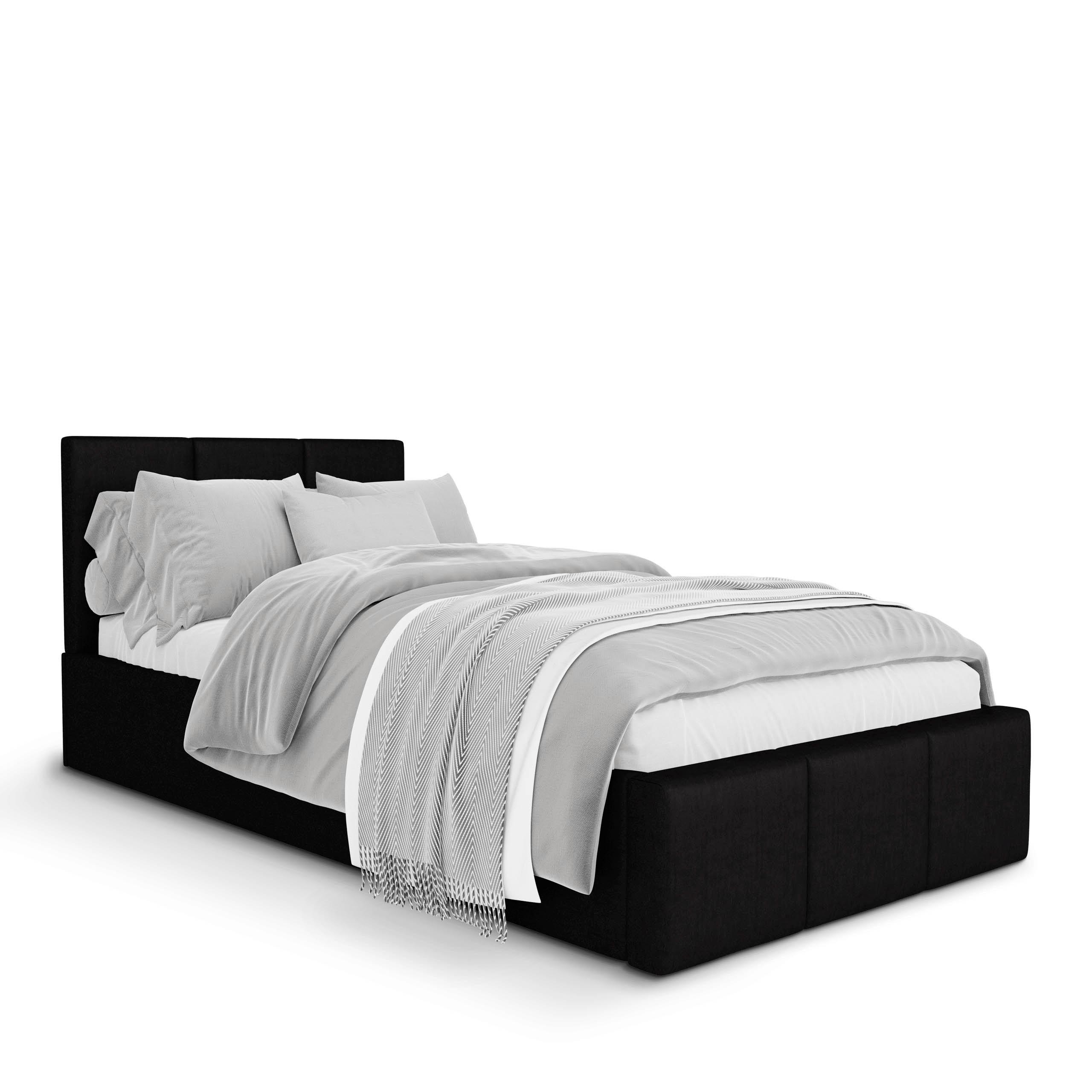 POLSTERBETT für Schlafzimmer Einzelbett mit Stauraum Schwarz 90x200 - Schwarz, Holzwerkstoff (90/200cm) - Muralo