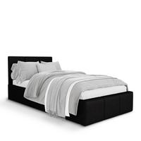 POLSTERBETT für Schlafzimmer Einzelbett mit Stauraum Schwarz 90x200 - Schwarz, Holzwerkstoff (90/200cm) - Muralo