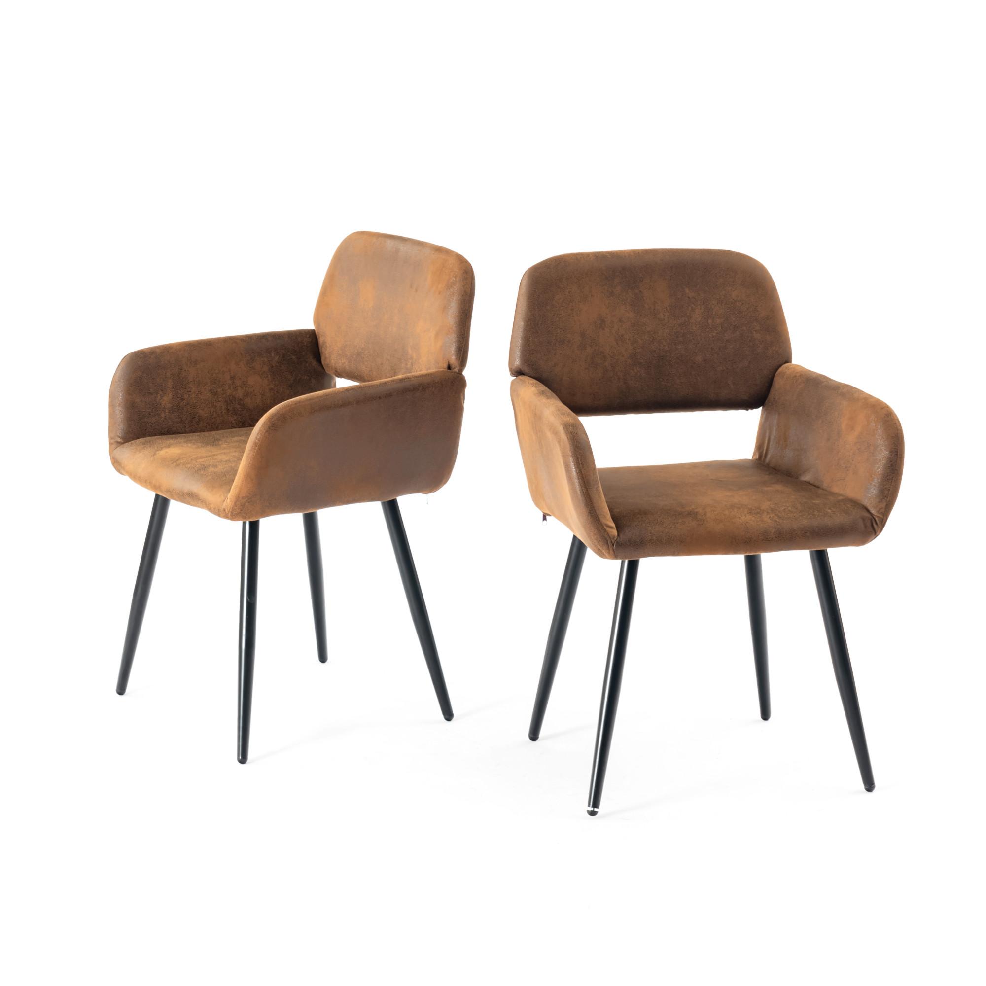 ARMLEHNSTUHL-SET 2 Stück braun - Braun, Holzwerkstoff/Textil (56/77/53cm) - Urban Meuble