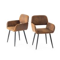 ARMLEHNSTUHL-SET 2 Stück braun - Braun, Holzwerkstoff/Textil (56/77/53cm) - Urban Meuble