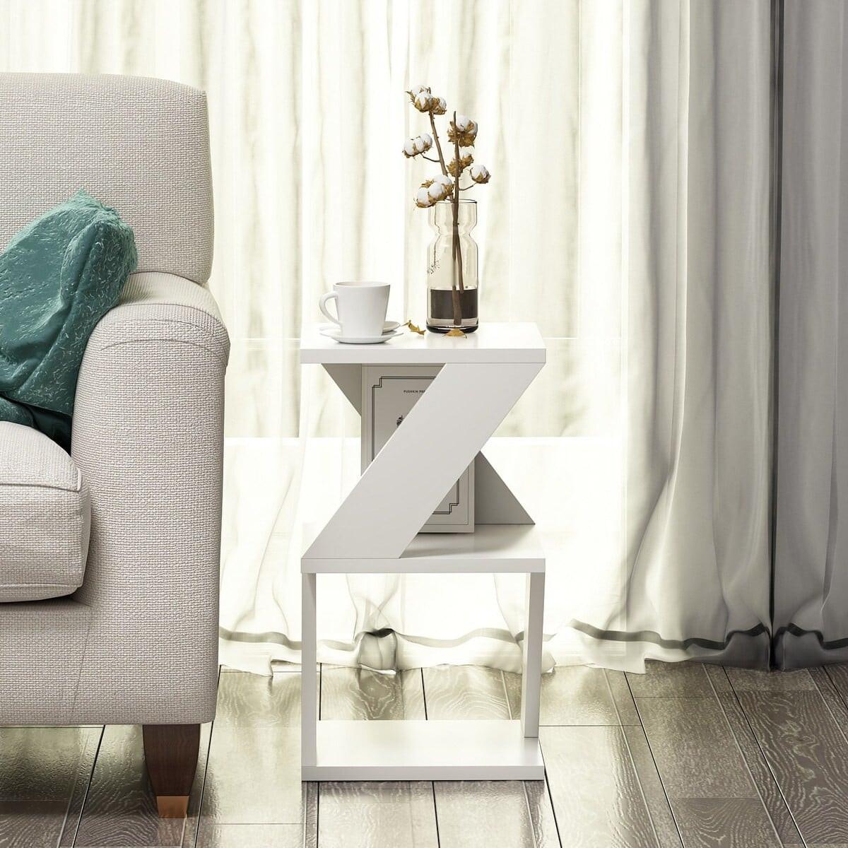 SOFAENDE 3 Ebenen - Albeni - 30/30/50 cm - Weiß, Holzwerkstoff (73.3/30/50cm) - Calicosy