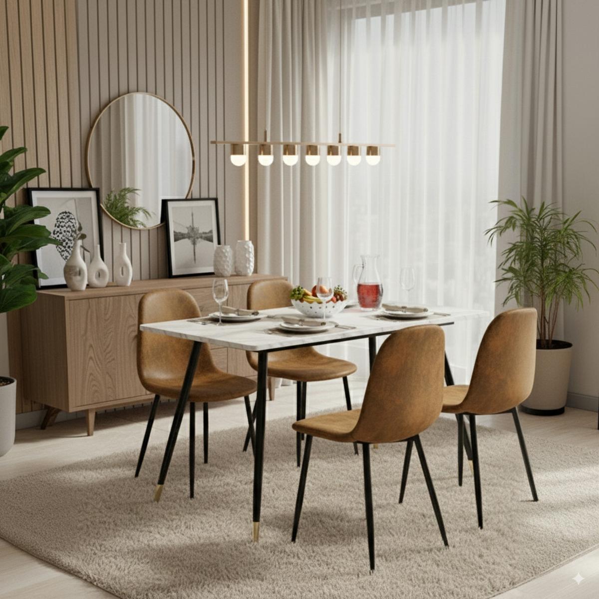 ESSTISCH 110/70/75 cm Rechteckige weiße Marmoroptik - Schwarz, Holz/Metall (70/110/75cm) - Urban Meuble