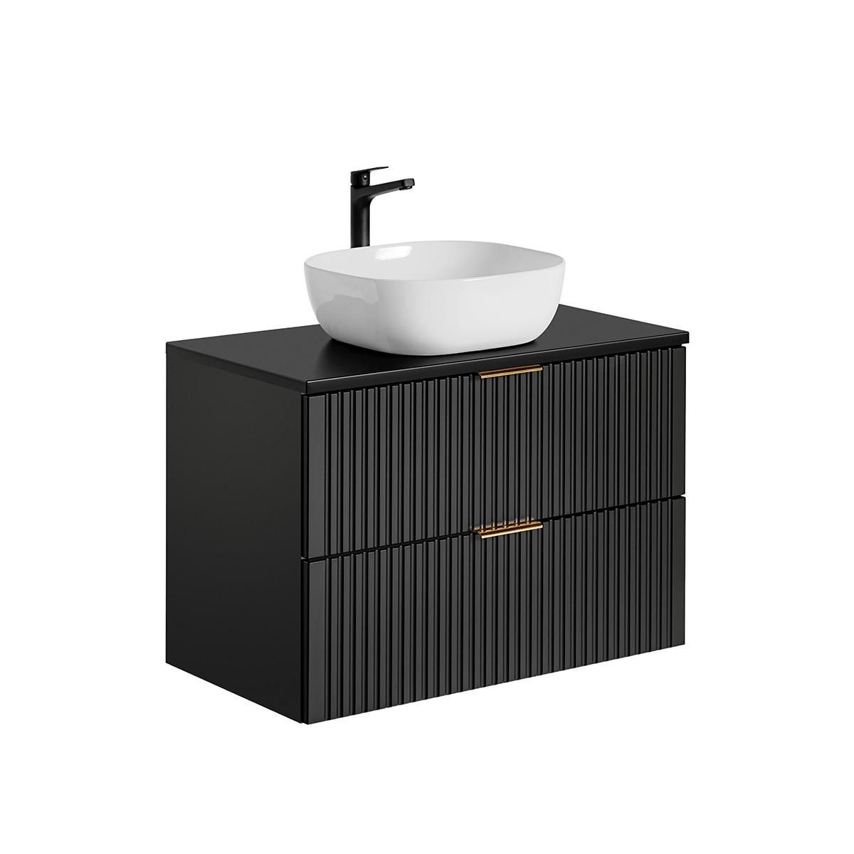 WASCHTISCH 80.6cm Adriel Mattschwarz - Schwarz, Holzwerkstoff (80.6/59/46cm) - Petits-meubles