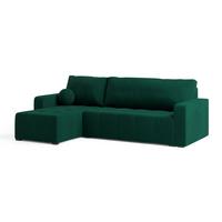 ECKSOFA VOLIRA Grün Plüsch-Stoff mit Schlaffunktion - Grün, Holz (230/143cm) - MASSENO