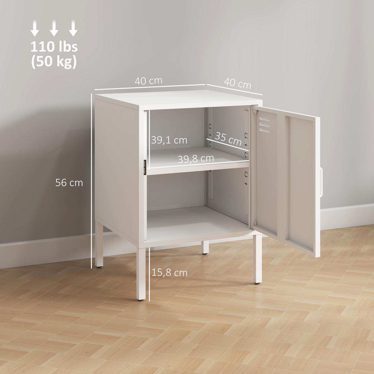 NACHTTISCH Stahl Weiß - Weiß, Metall (40/56/40cm) - HOMCOM