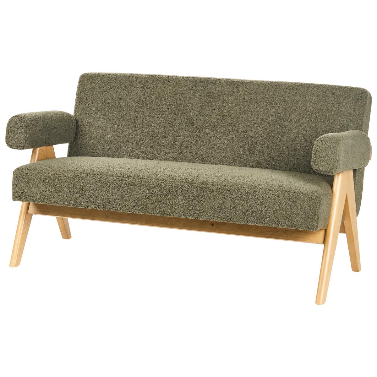 SOFA-SET Bouclé Grün/Hellbraun Tamre - Olivgrün/Braun, Textil (148/79/78cm) - Beliani