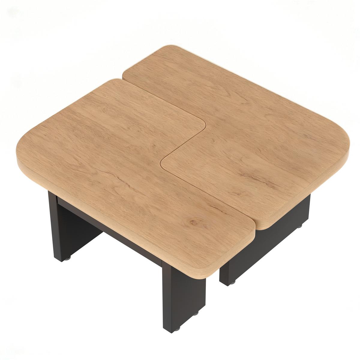 COUCHTISCH holzoptik led 2in1 schubladen - Naturfarben, Holzwerkstoff (60/135/44.5cm) - Urban Meuble