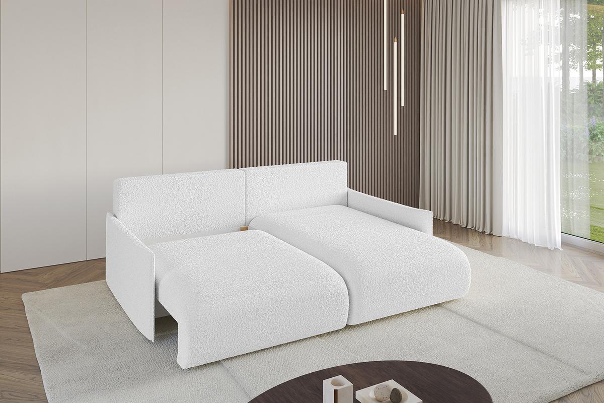 ECKSOFA Ottomane rechts ONESK-L -v1 216x177x72 Weiß Bouclé - Weiß, Holzwerkstoff/Kunststoff (177/216cm) - ALTDECOR