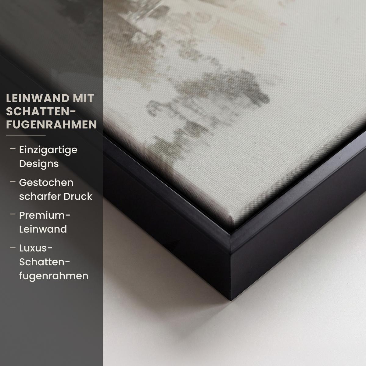 LEINWAND Bilder mit Rahmen - Schneemann - Winter - Schnee - Beige - 120x80 - Weiß, Textil (120/80cm) - MuchoWow
