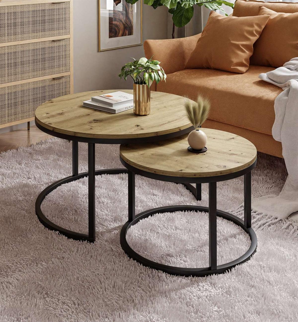 COUCHTISCH CIRI 2-in-1 Eichenholz Artisan - Schwarz, Holzwerkstoff (80/80/48cm) - Lookway