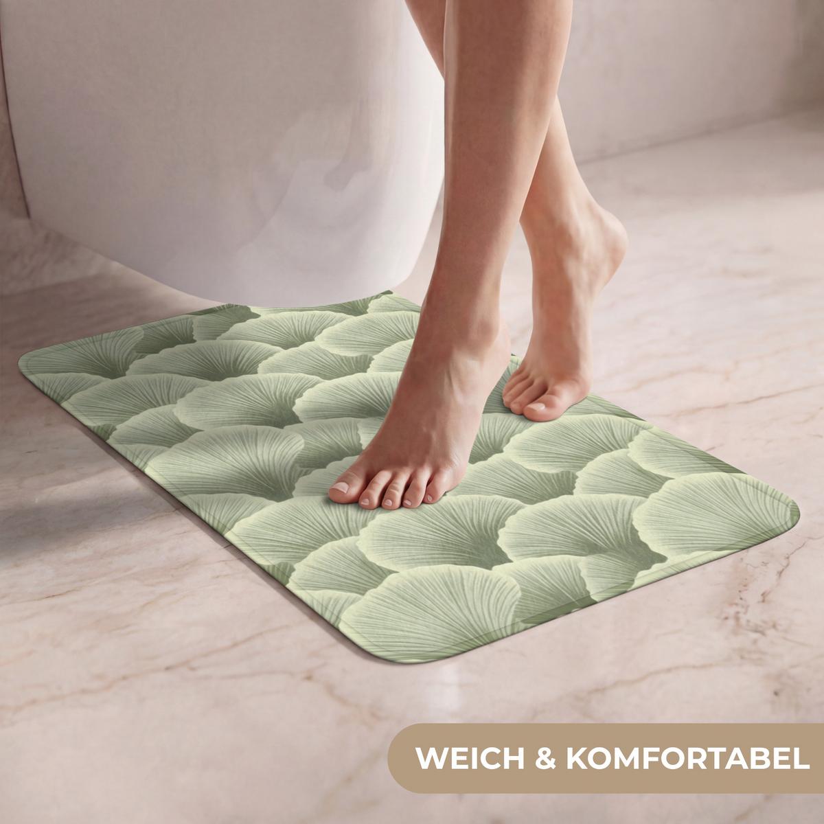 WC-VORLEGER Fächer - Blatt - Grün WC Teppich 40x60 cm - Pastellgrün, Textil (40/1cm) - OnlyWow