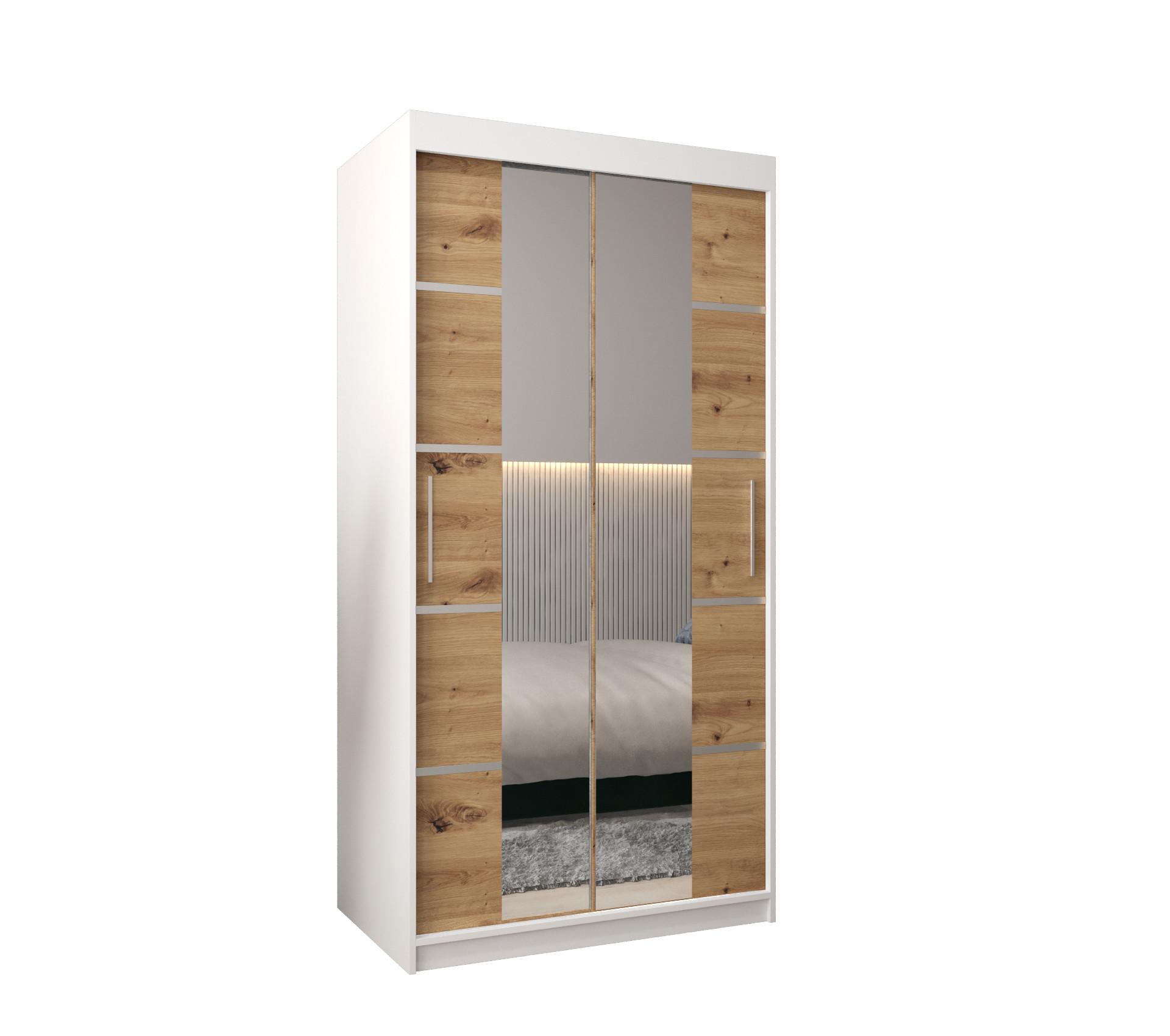 SCHWEBETÜRENSCHRANK 200/100/62 2-türig - Silberfarben/Eiche Artisan, Holz/Kunststoff (100/200/62cm) - MÖBEL KRYSPOL