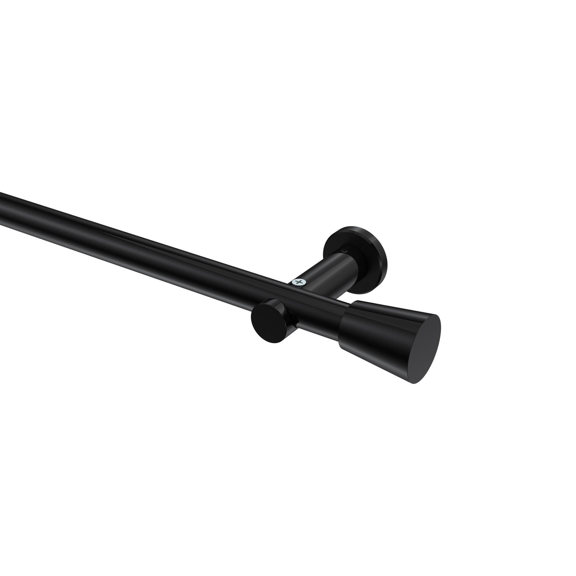 GARDINENSTANGE Platon Sitra 400 cm (geteilt in 2 x 200 cm), 1-läufig (ohne Ringe), 20 mm Ø Schwarz - Schwarz, Metall (400cm) - INTERDECO