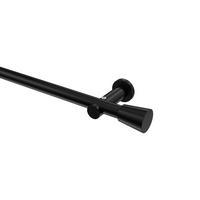 GARDINENSTANGE Platon Sitra 400 cm (geteilt in 2 x 200 cm), 1-läufig (ohne Ringe), 20 mm Ø Schwarz - Schwarz, Metall (400cm) - INTERDECO