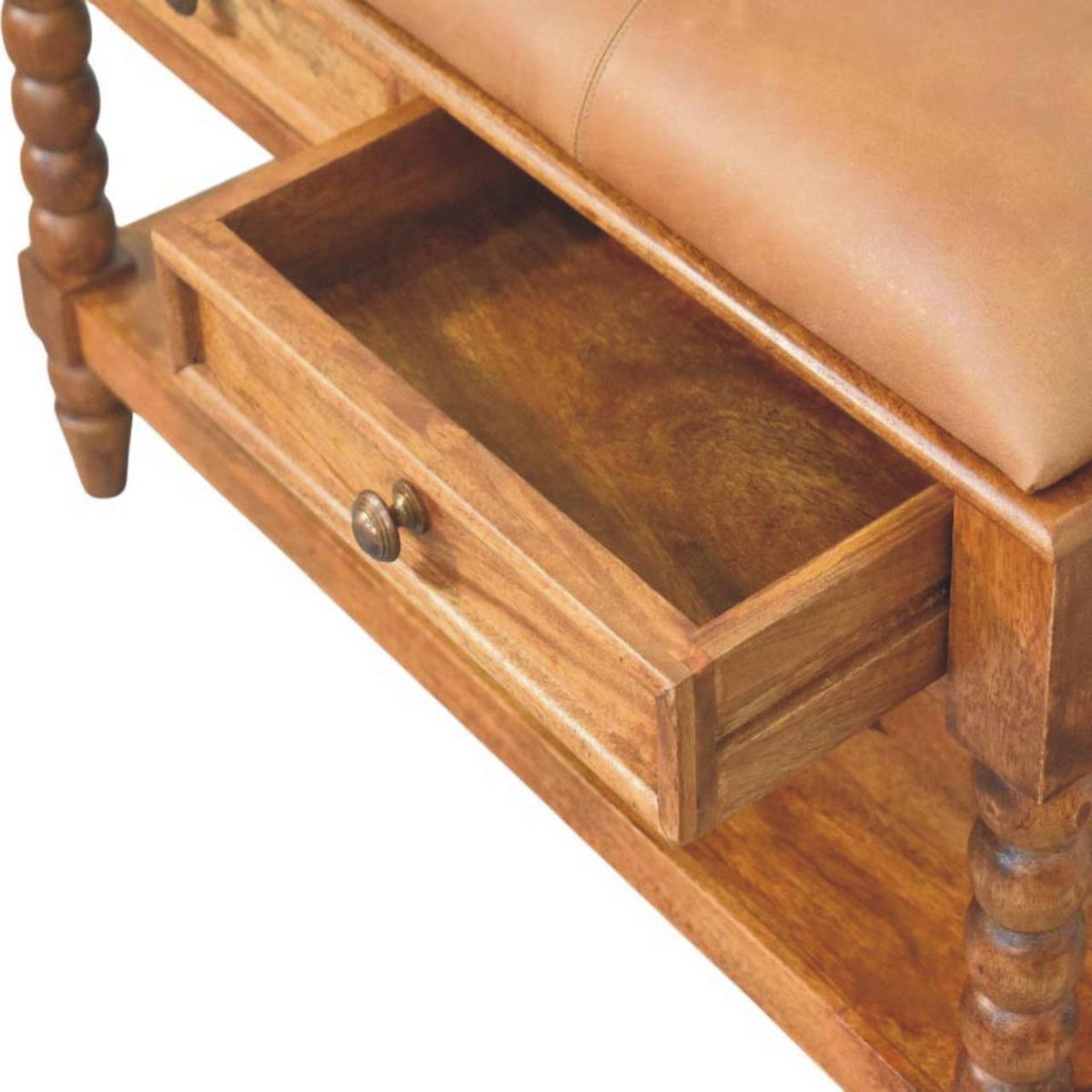 SITZBANK mit Amber-Eichen-Finish, 2 Schubladen, 1 offene Ablage, hellbraun. - Hellbraun, Holz (90/55/35cm) - Artisan Furniture