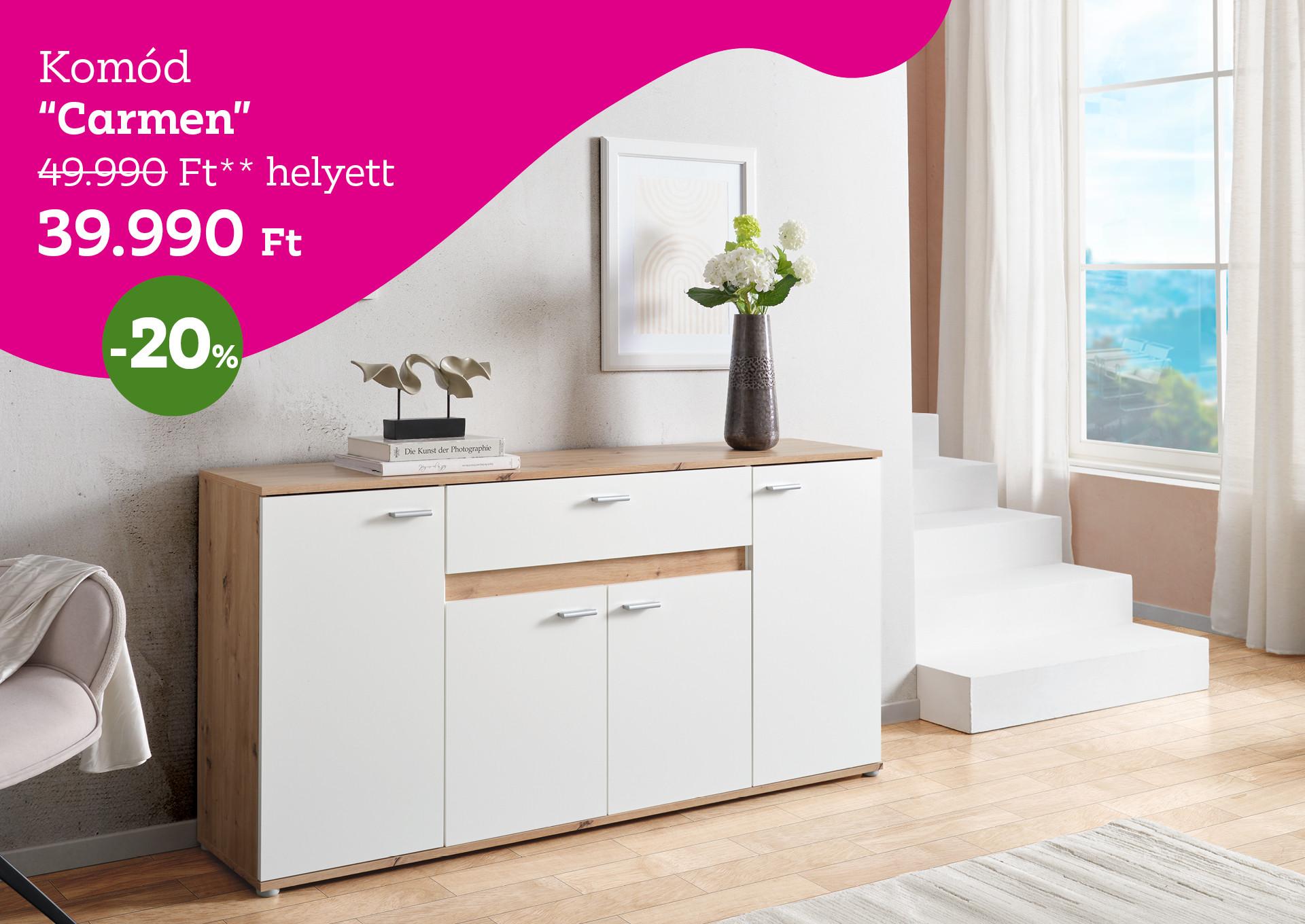 Komód CARMEN 49990 Forint helyett 39990 Forint, kedvezmény mértéke 20%