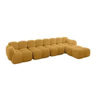 ECKSOFA modulares Sofa Rechts Miko-L3 390x205x75 Senfgelb Cord - Schwarz/Honig, Holzwerkstoff/Kunststoff (390/205cm) - ALTDECOR