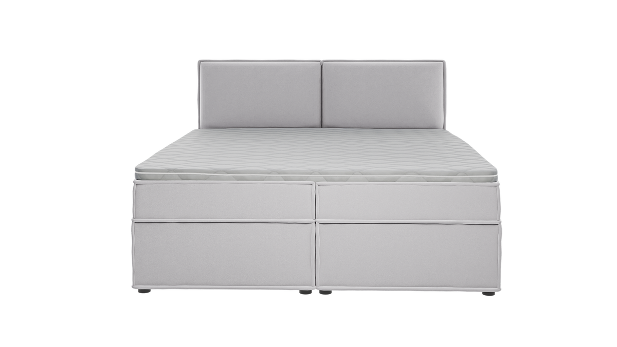 BOXBETT Eclipse 180/200 cm Silber Luxusmicrofaser - Silberfarben/Schwarz, Holz/Kunststoff (180/200cm) - S-Style Möbel