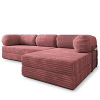 ECKSOFA ETERA modulares Boneless Sofa mit Schlaffunktion Rosa Kordstoff - Rosa, Textil (270/160cm) - MASSENO