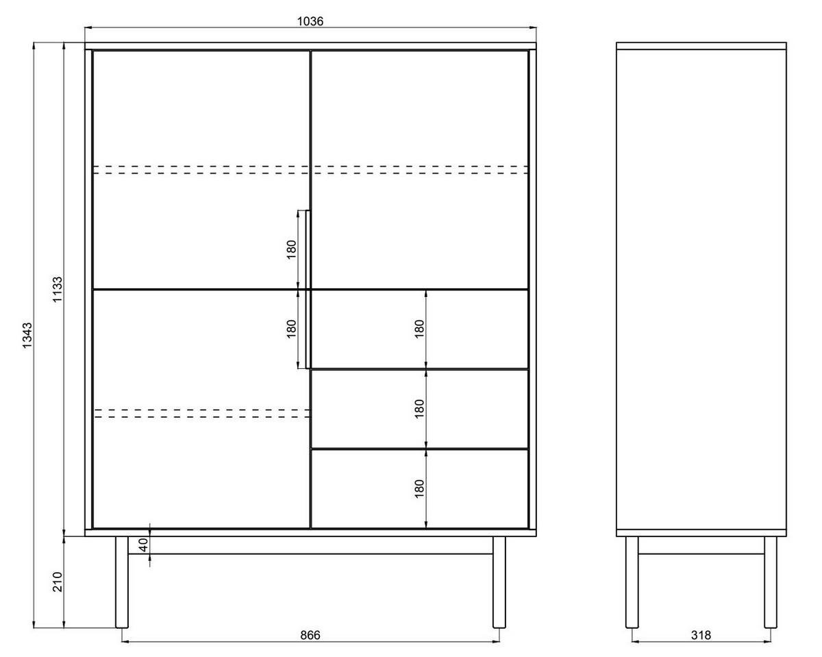 HIGHBOARD Viviaro Graubeige 104 cm - Kaschmir/Greige, Holz/Holzwerkstoff (104/134/39cm) - Selsey