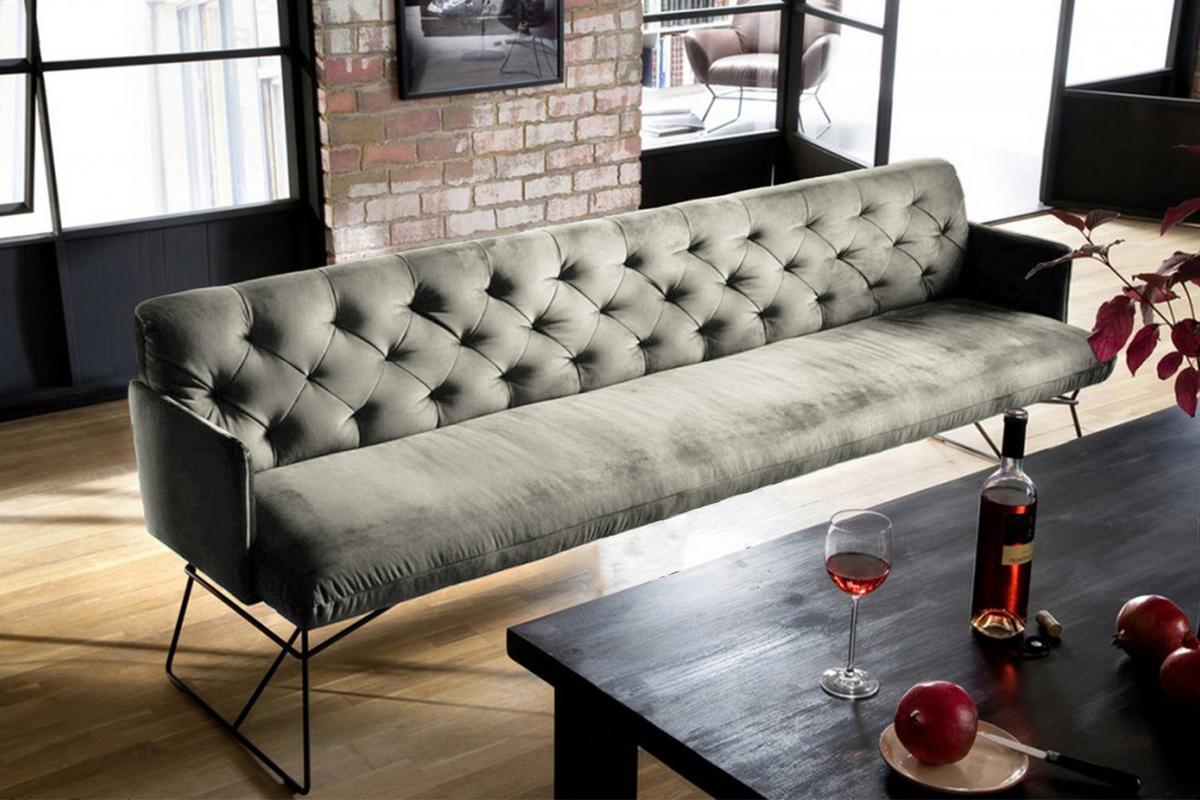ESSZIMMERBANK CHARME Silber Velvet - Silberfarben, Textil (246/85/68cm) - KAWOLA