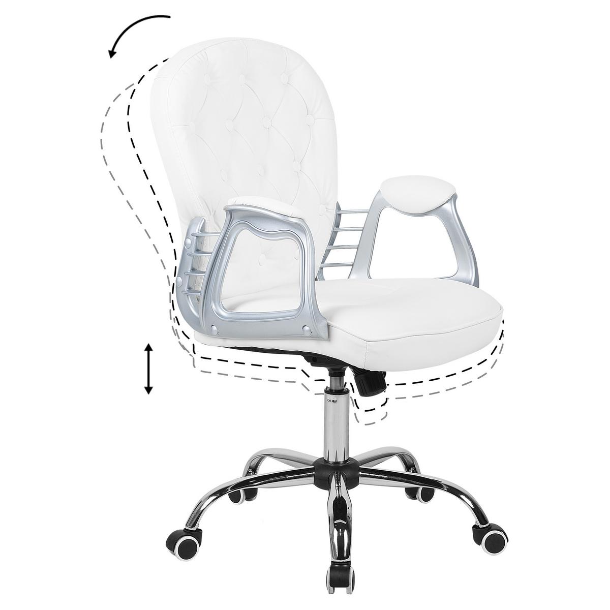 BÜROSTUHL Kunstleder Weiß Princess - Weiß, Textil/Metall (60/98/60cm) - Beliani