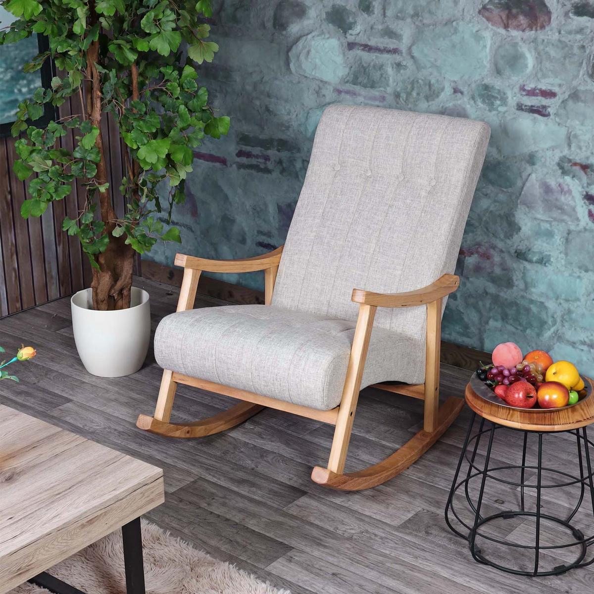 SCHAUKELSTUHL Cremeweiß - Creme/Weiß, Holz (62/97/82cm) - MCW