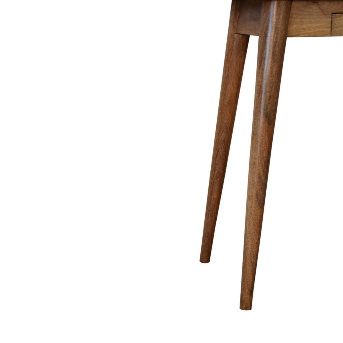 SCHREIBTISCH in Eichen-Finish, 1 Schublade, Nordische Beine, Beige - Messingfarben/Braun, Holz/Metall (35/80/77cm) - Artisan Furniture