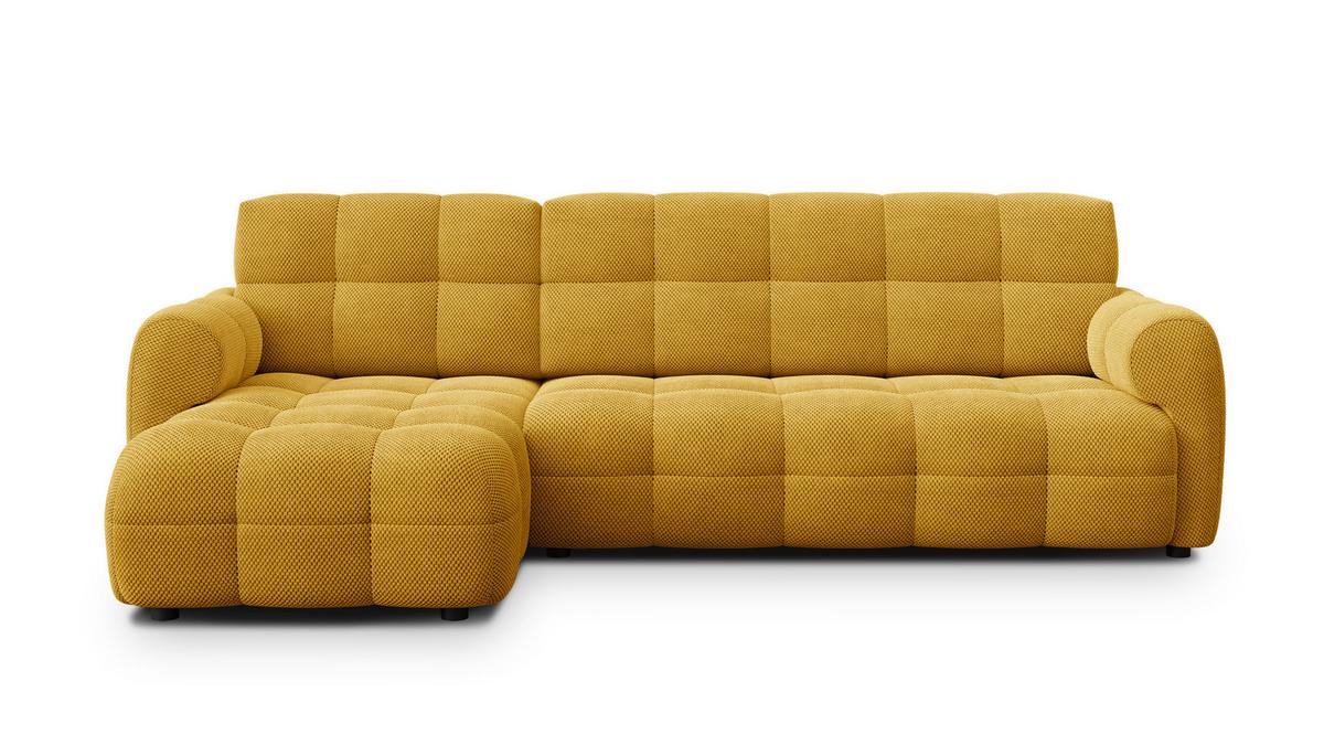 ECKSOFA MELLOW 4-Sitzer, safran - Gelb/Schwarz, Holz/Textil (262/156cm) - Wozimo