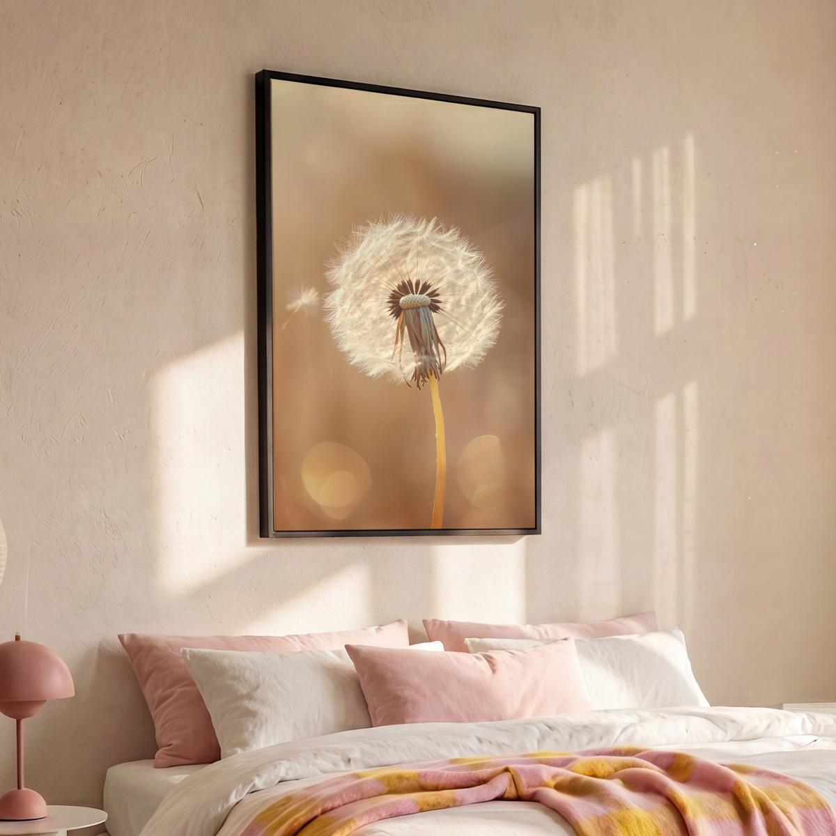 LEINWAND Bilder mit Rahmen - Löwenzahn - Beige - Natur - Blume - 80x120 - Hellbraun, Textil (80/120cm) - MuchoWow
