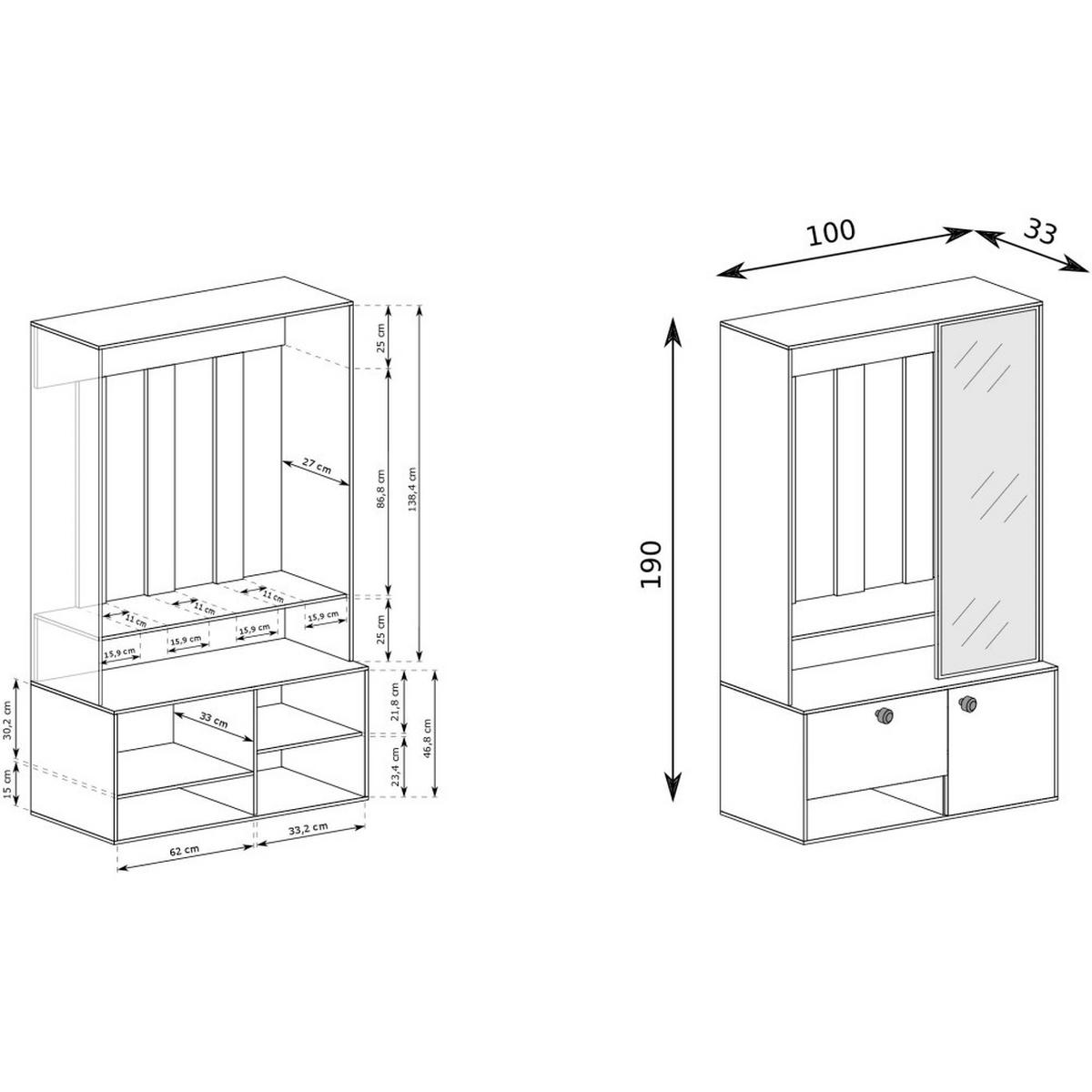 GARDEROBENSCHRANK Pots Plus mit zwei Türen graphit - Graphitfarben, Holzwerkstoff (100/190/33cm) - Beautysofa