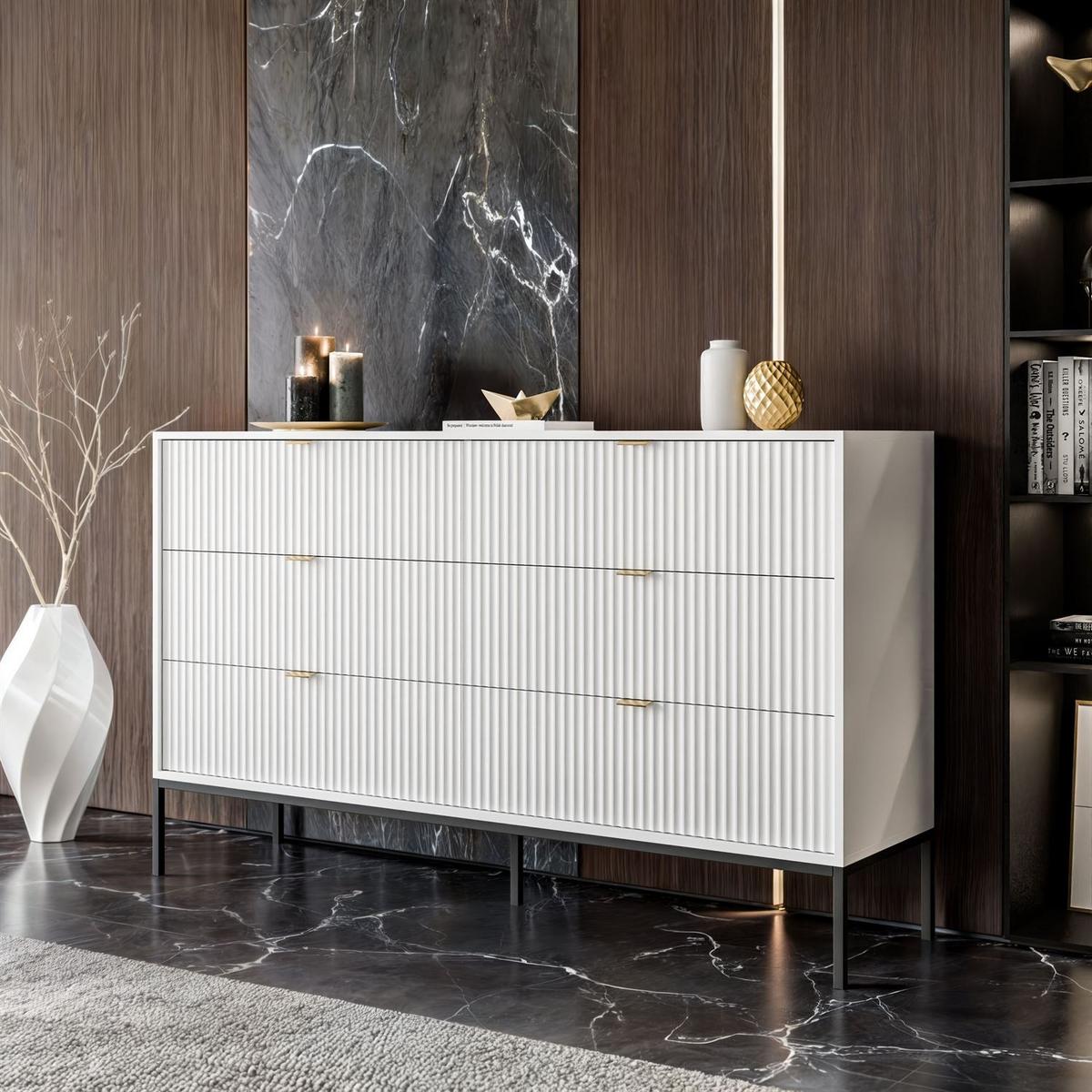 SIDEBOARDS CORTADO KS154 MIT SCHUBLADEN WEISS - Weiß, Holzwerkstoff (154/91/39cm) - Lookway