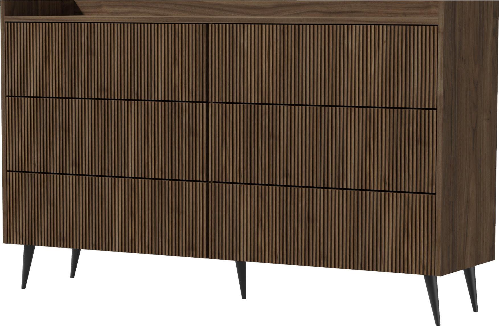 KOMMODE Arysa in Braun Walnuss Holzoptik 92/150/41 cm - Walnussfarben, Holzwerkstoff/Metall (150/92/41cm) - WFL GROUP