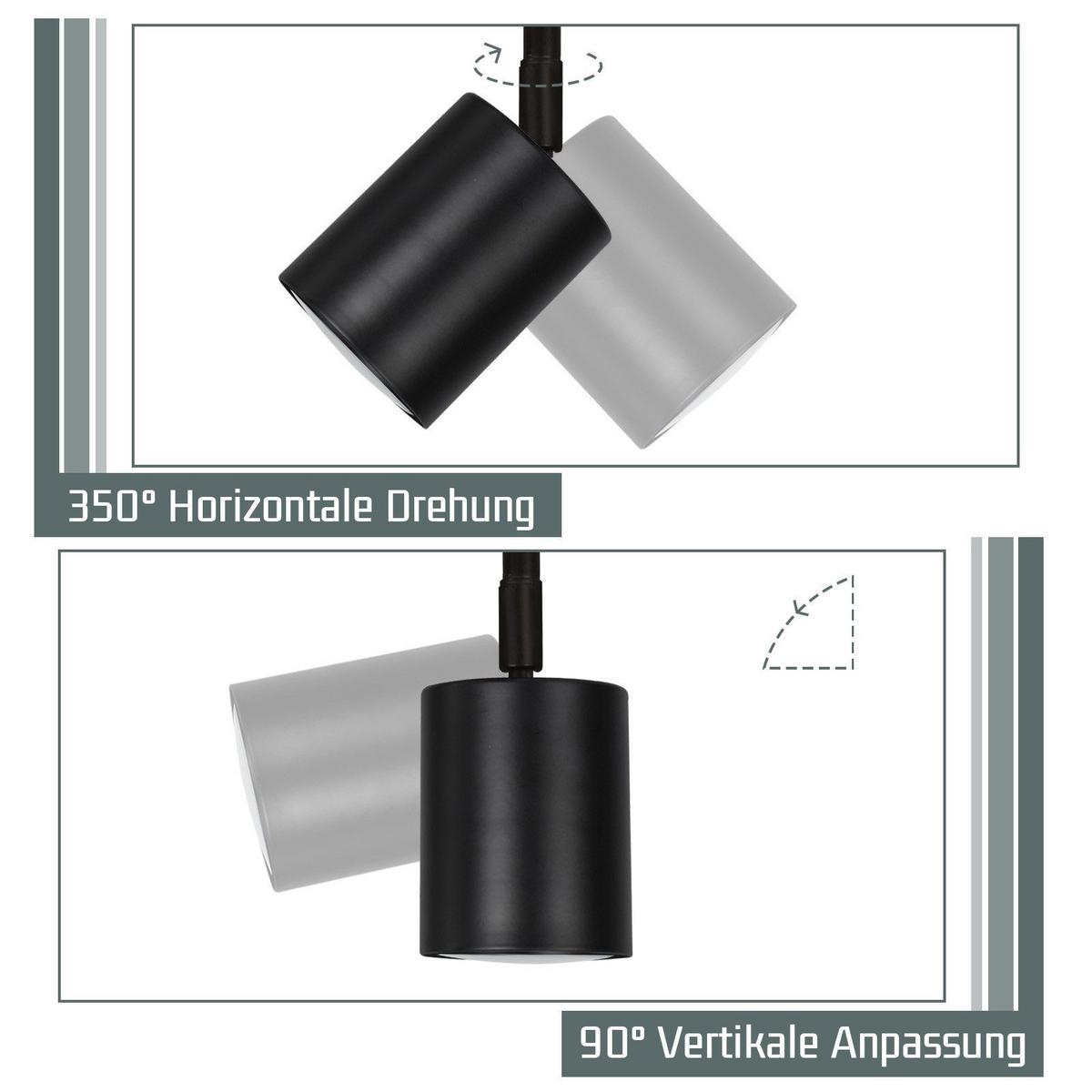 DECKENSTRAHLER Magnuson 3-flammig 19/19/28.5cm - Schwarz, Metall (19/19/28.5cm) - Nettlife