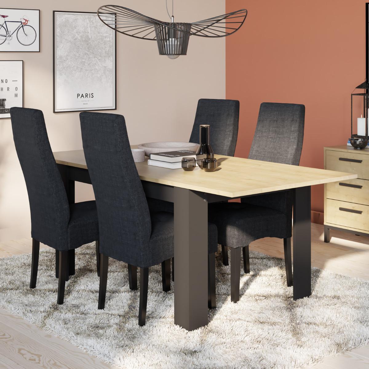 TISCH von 160 bis 200 cm in hamilton-eiche dekor und mattem schwarz - craft 160/90/77 cm - Eschefarben, Holzwerkstoff (23.8/90/77cm) - Calicosy