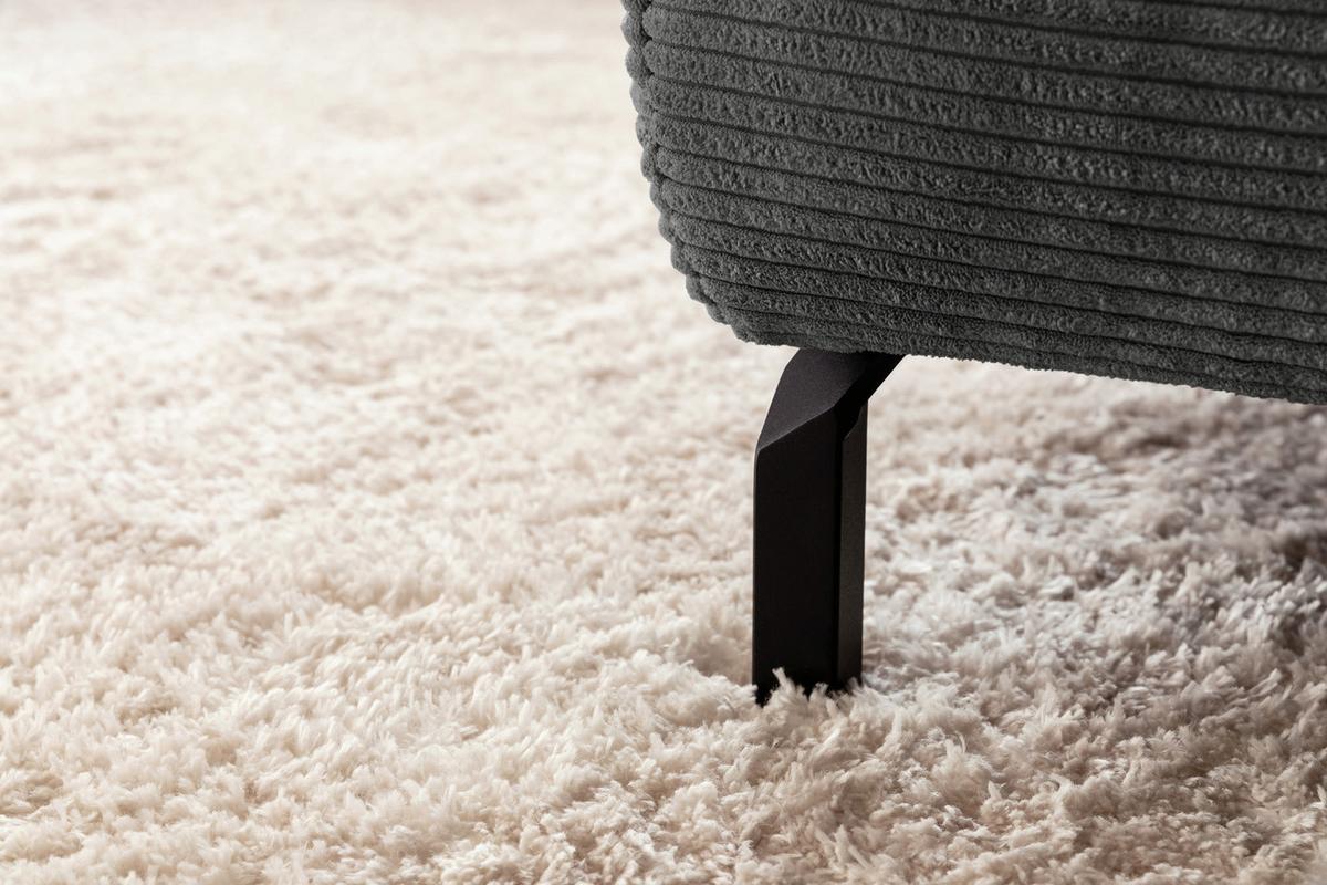 ECKSOFA DELIA Grau Cord - Schwarz/Grau, Textil/Metall (276/219cm) - KAWOLA