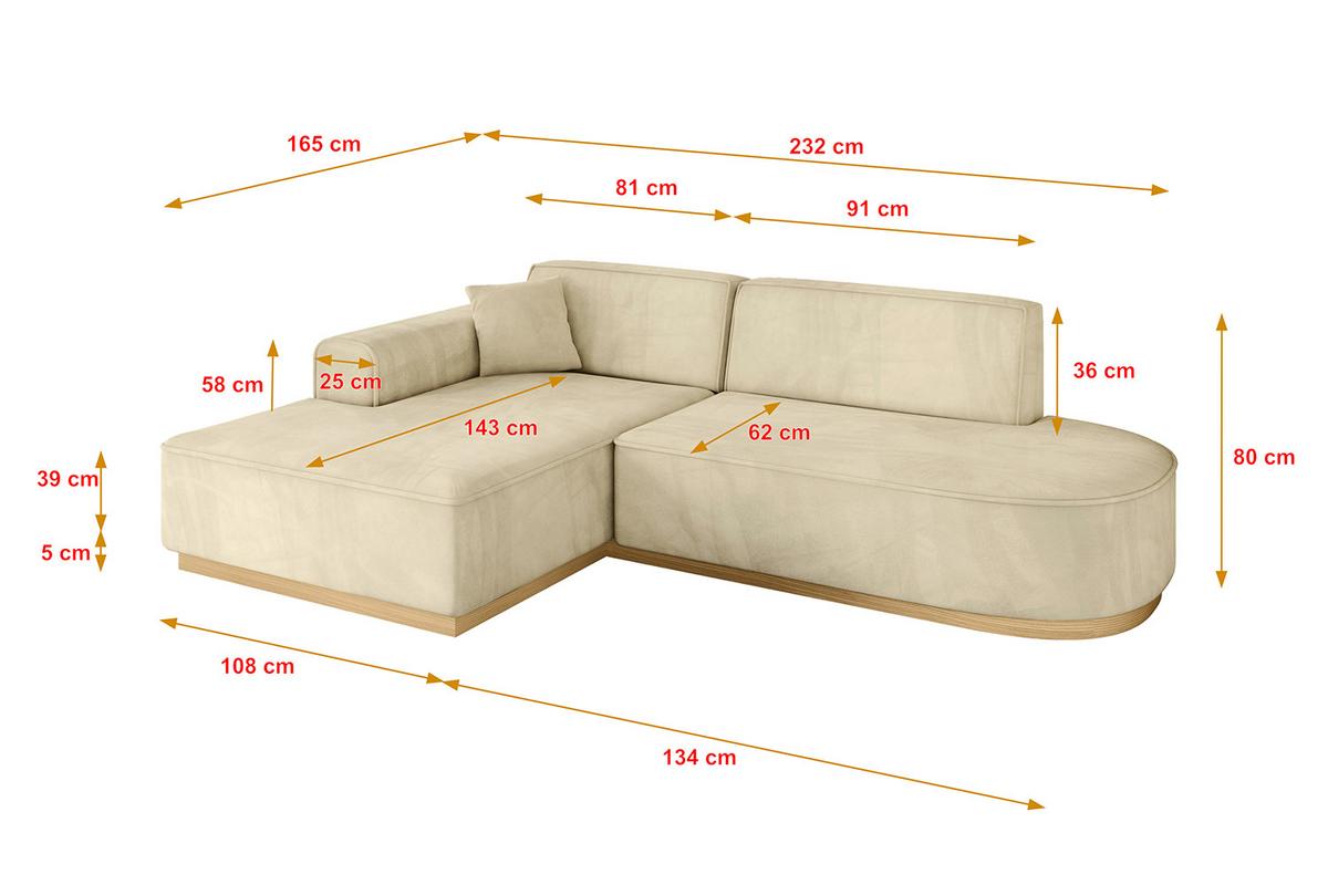 ECKSOFA Ottomane Links IREA-L1-v2 - 232x165x80 cm Beige - Taupe, Holzwerkstoff/Textil (232/165cm) - ALTDECOR