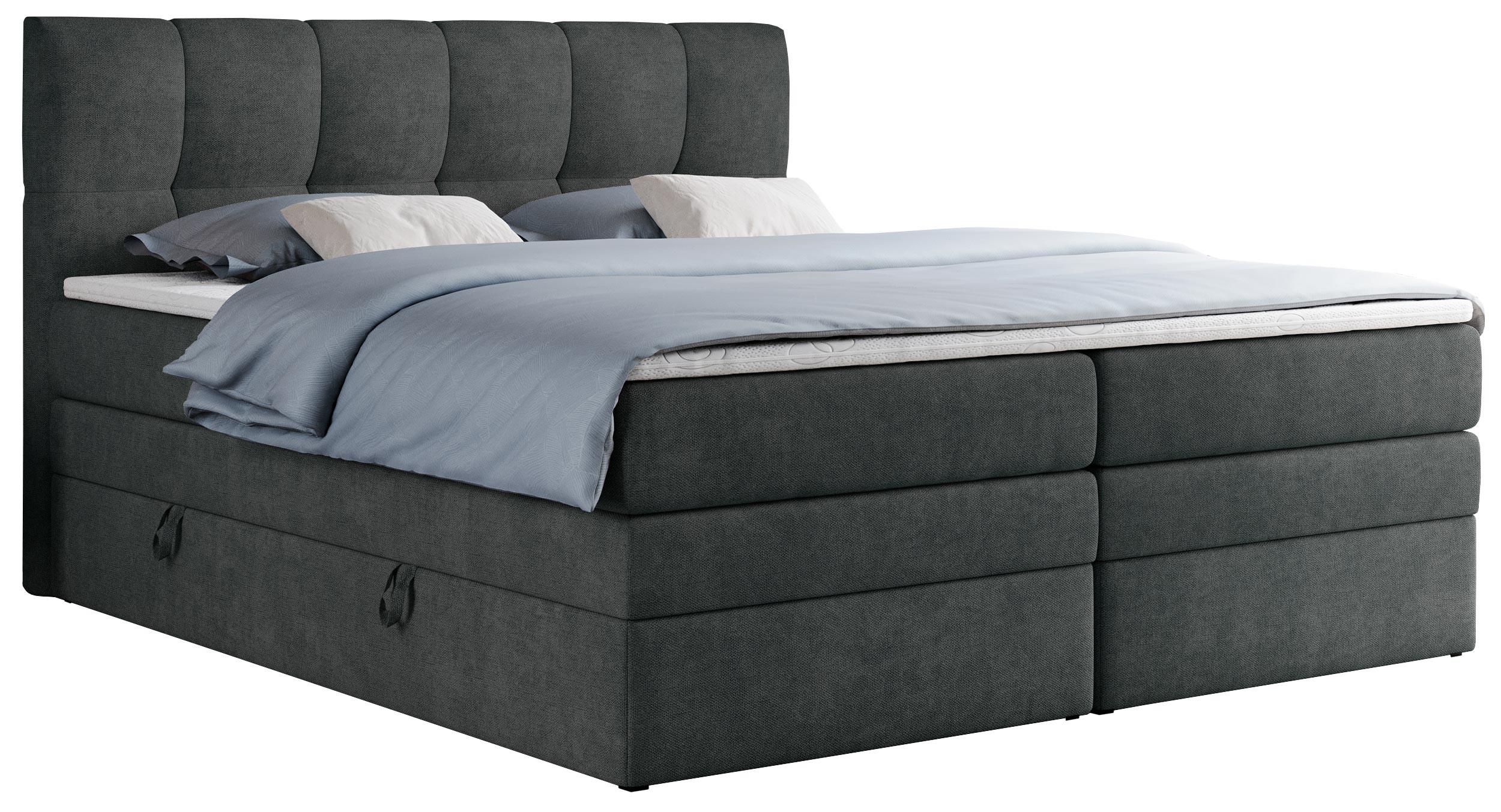 BOXSPRINGBETT ALVIN KING 200/200 Dunkelgrau Struktur - H3 - Dunkelgrau, Holz/Textil (200/200cm) - MKS