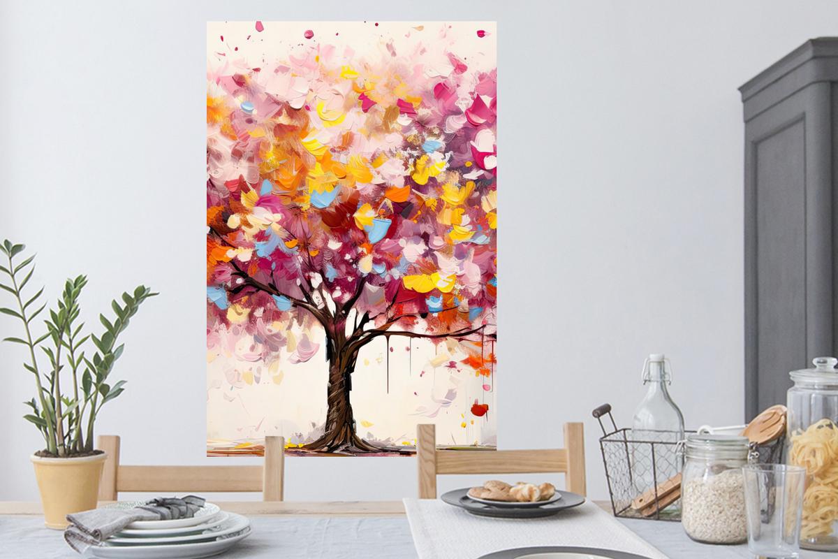WANDTATTOO Aquarell - Baum - Kunst - Abstrakt Wandaufkleber 80x120 cm - Multicolor, Kunststoff (80/120/0.1cm) - MuchoWow